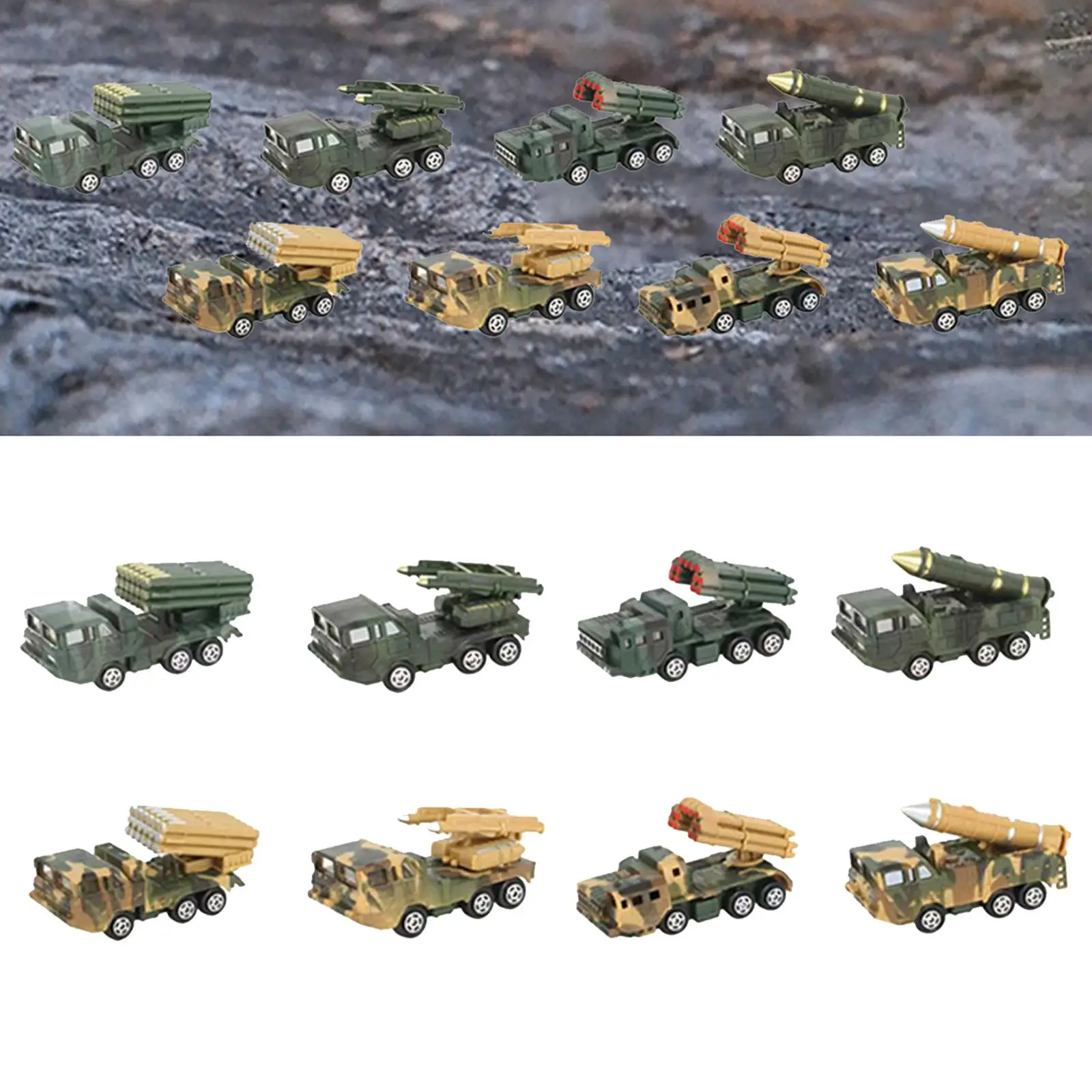 8 Pieces 1/64 Scale Miniature Truck Models Miniature Landscape Decor Education Toy Transport Toy Mini Vehicle for Children Boys