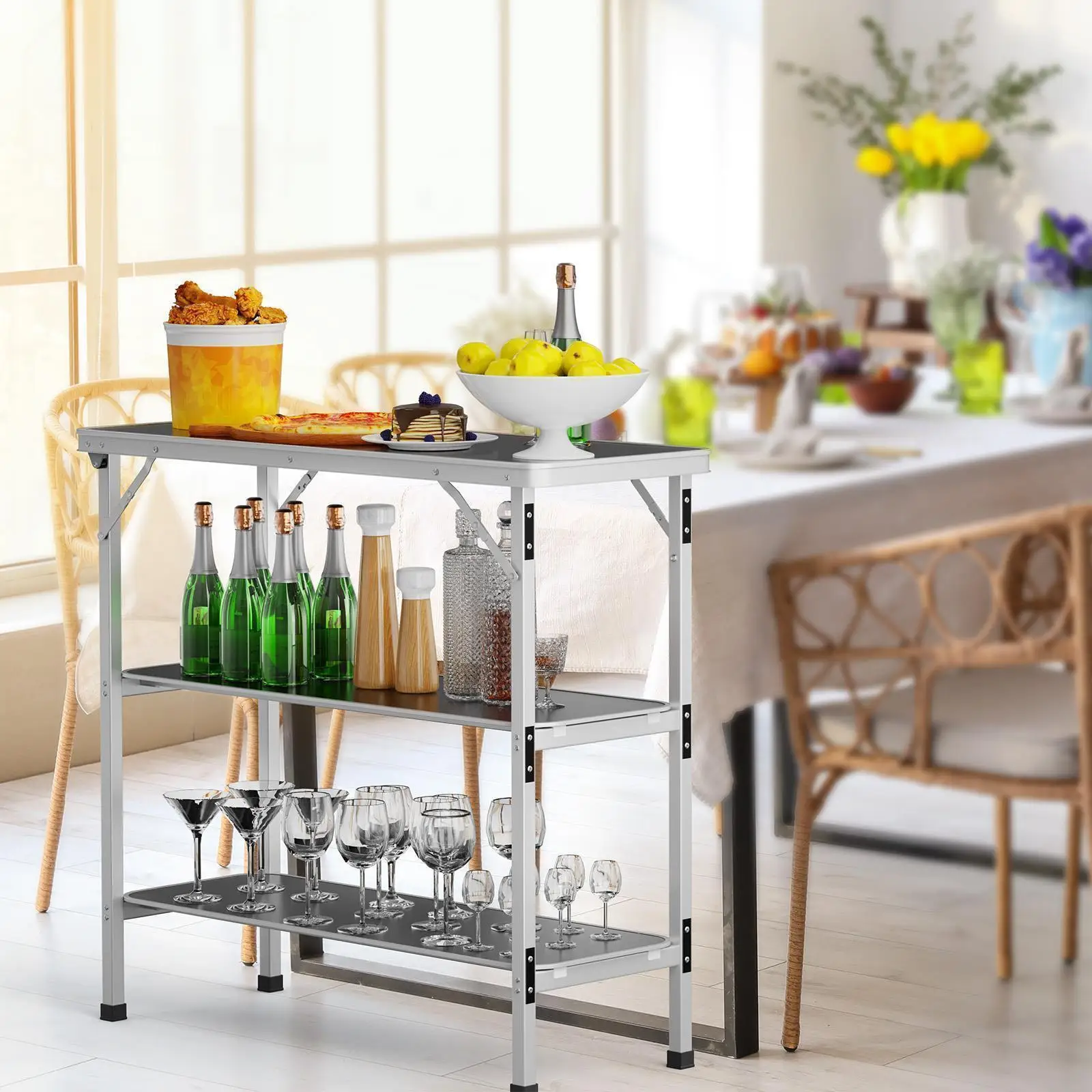 Alumínio portátil Camping Fold Table, Bar Table