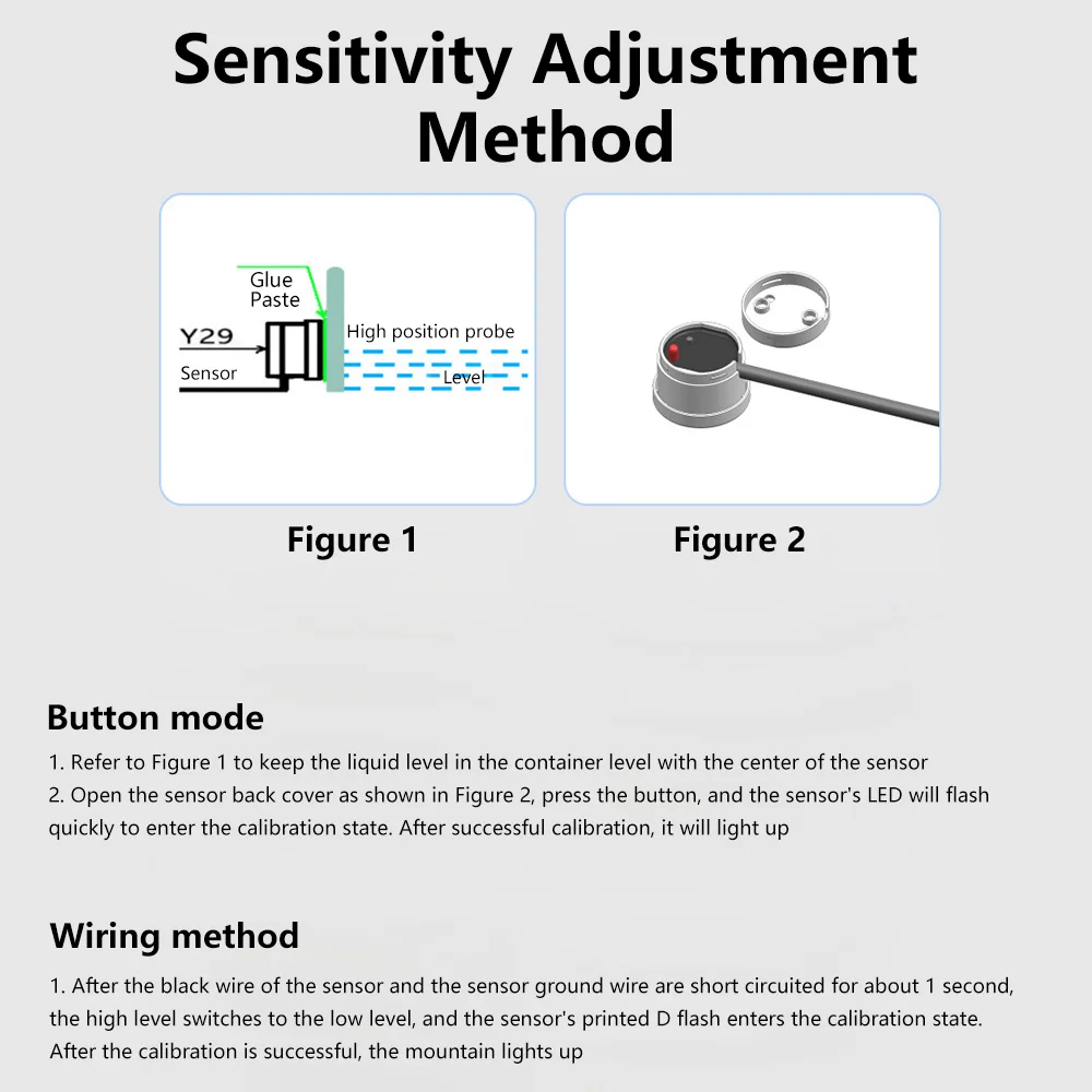 XKC-Y29 DC12-24V Non-Contact Liquid Level Sensor Switch Outer Adhering Type Water Level Sensor NPN High&Low Level Signals Sensor