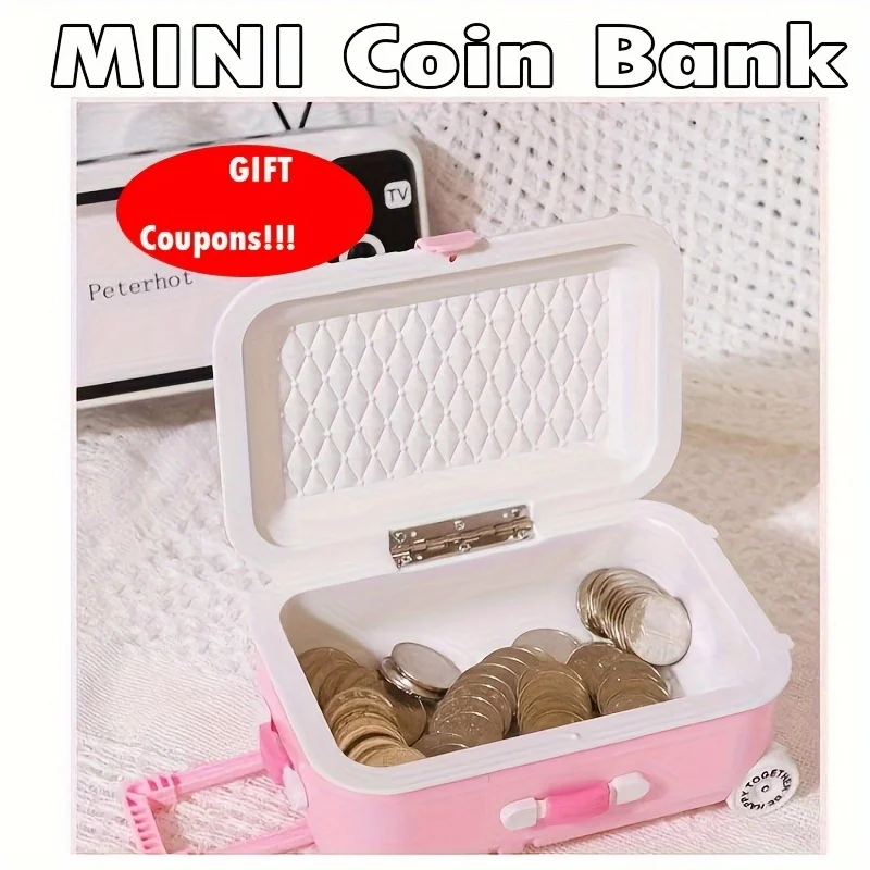 

Mini Money Bank Money Box, 1 Piece Small Iron Cash Tray Organiser with Lock, Portable Coin Organiser