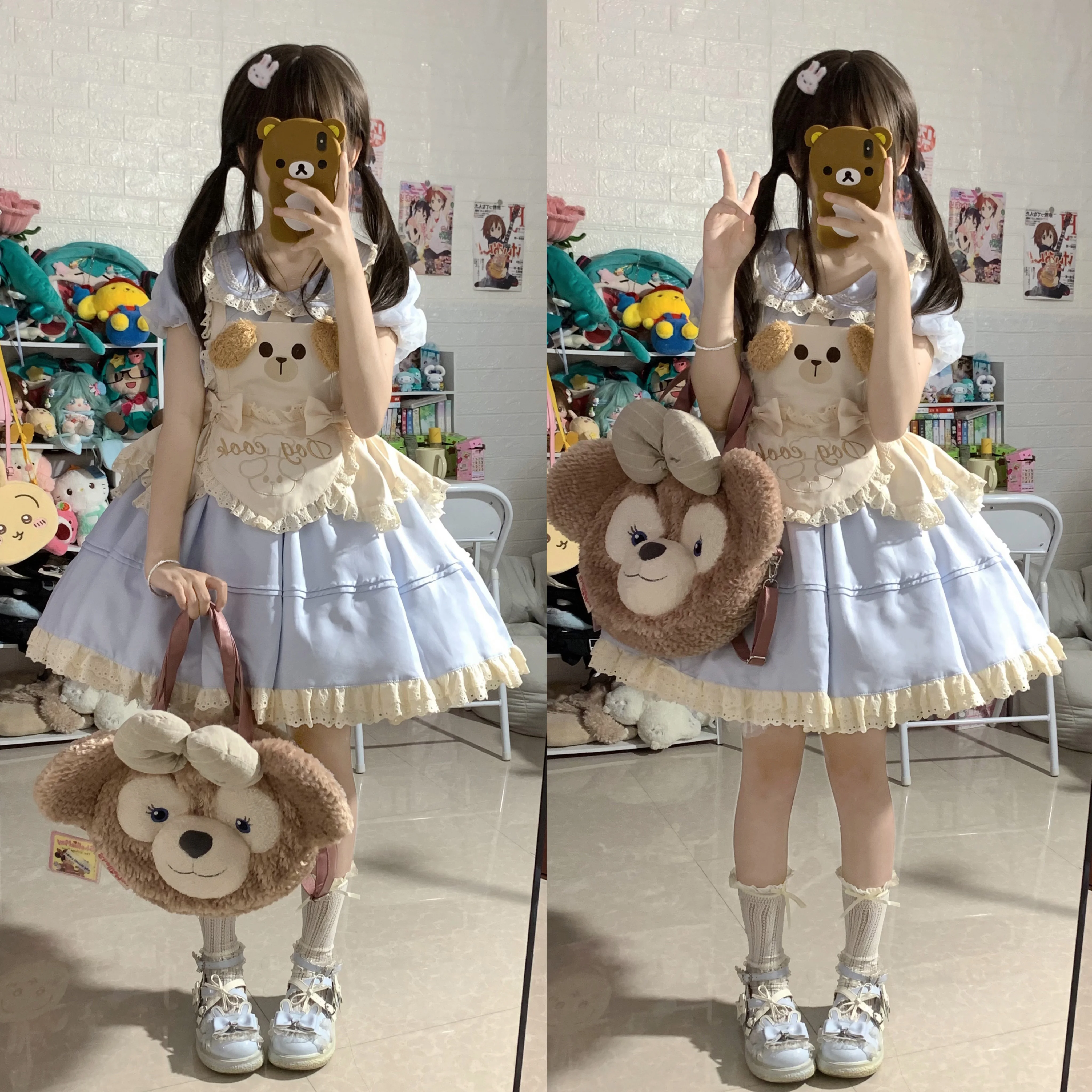 Harajuku New Original Product-puppy Chef-small Cute Lolita Outfit Sweet Girl Daily Dating Clothes Op Dress Suit Gift For Friends