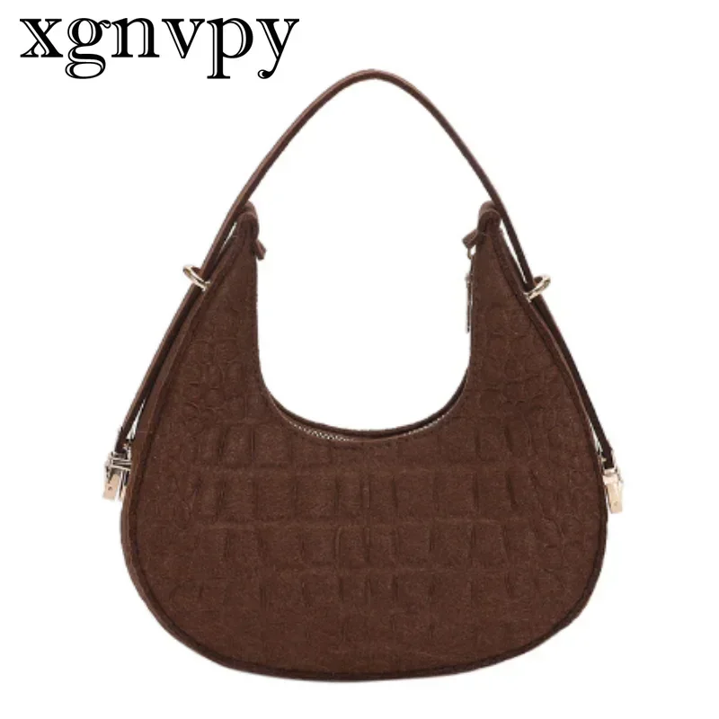 xgnvpy Women's Fashion Alligator Print Shoulder Bag Mini Clutch Handbag Underarm Carry Felt Purse with Small Handle