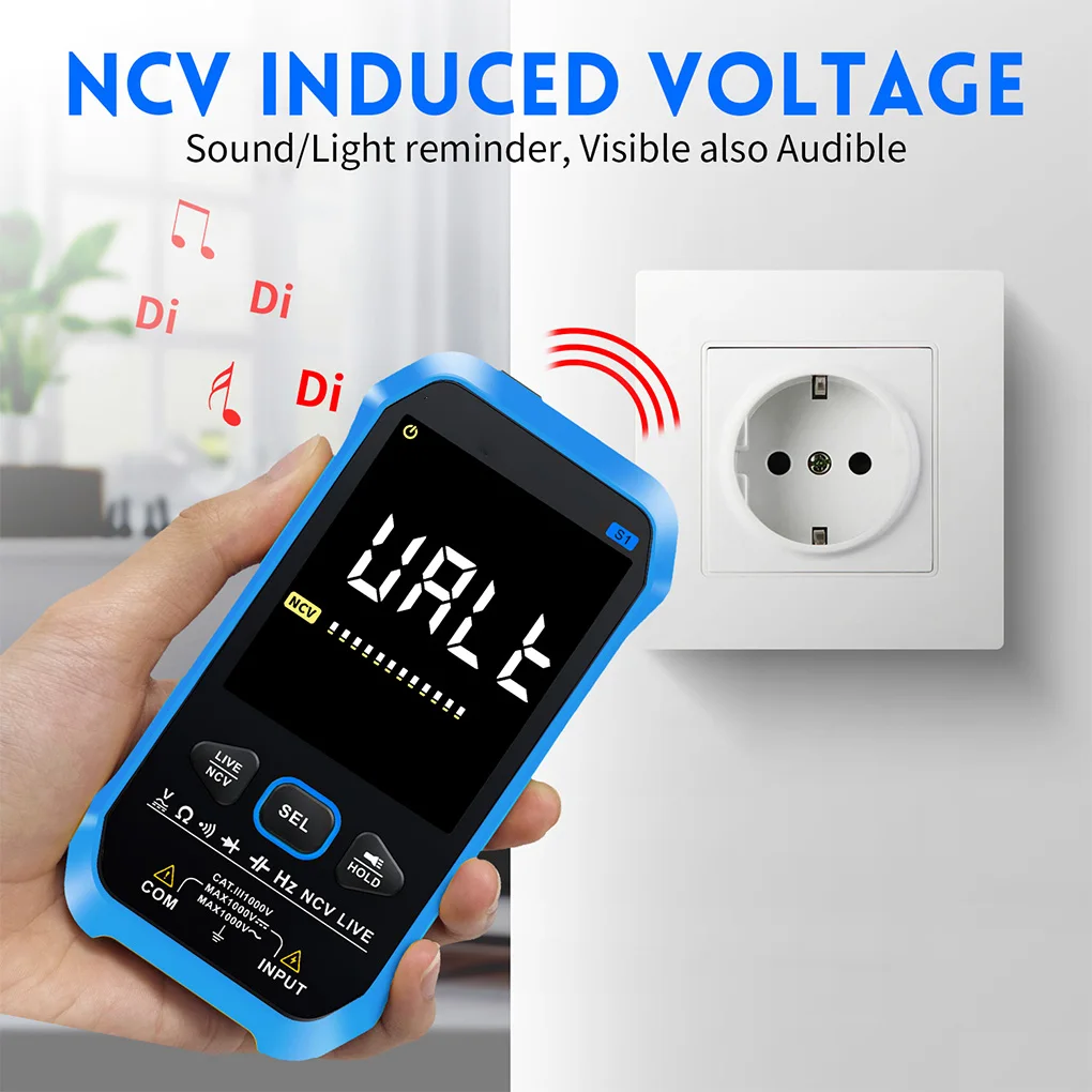 Multimeter Digital Voltage Capacitance Diode Universal Meter Testing Tool NCV Hz Live Wire Color Display Tester