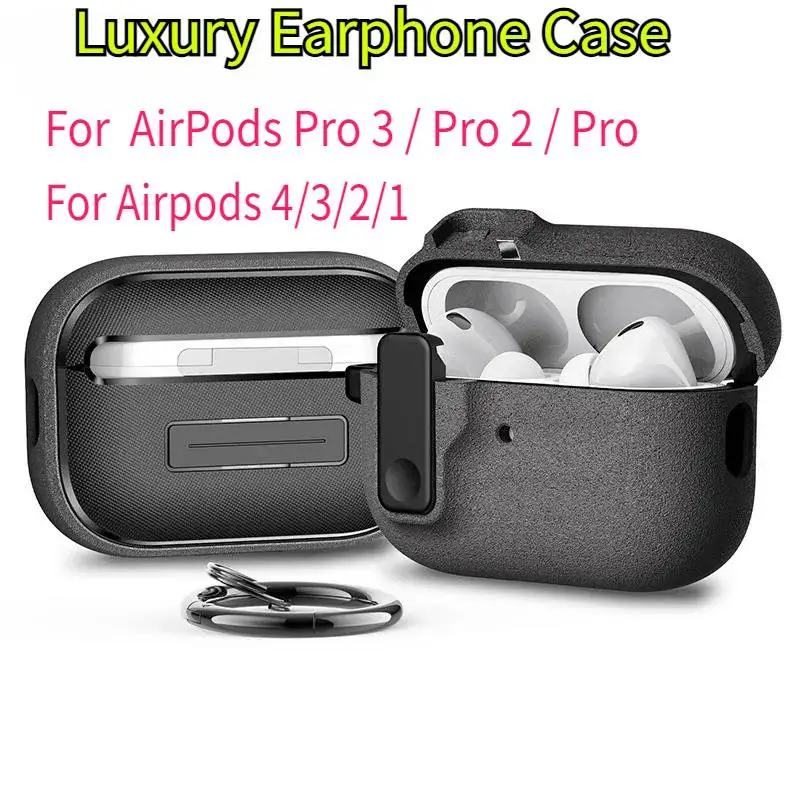 

Protective Case for AirPods Pro 3 Cover Luxury Earphone Cover Case for Apple AirPods 4 3 Air Pods Shockproof Sleeve With Hook