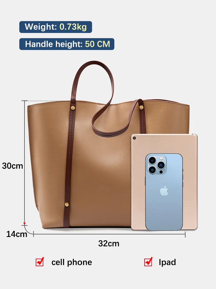 Zency New Soft Two Layer Leather Female Handbag High Quality Vintage Tote Bag for Shopping Travel Big Purse Composite Bags