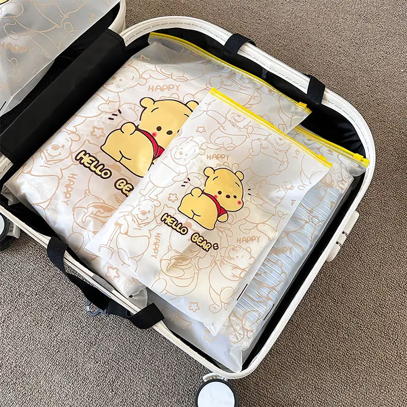 5pcs Disney Pooh Winnie Bear Shoe And Clothing Storage Bag Cute Travel Dirty Clothes Sorting Bag Sealed Waterproof Packaging Bag