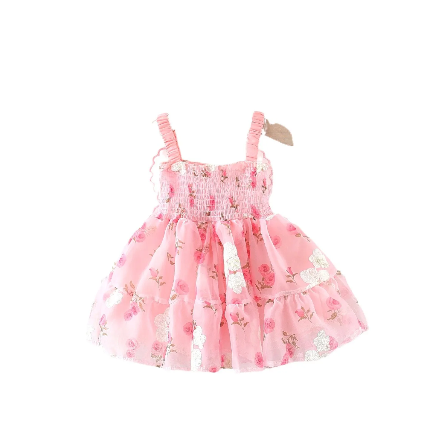 Fairy Fabulous Cami Dress With Butterfly Wings Design, Cute Mesh Princess Dress Baby Girl Party Performance Gown Dress