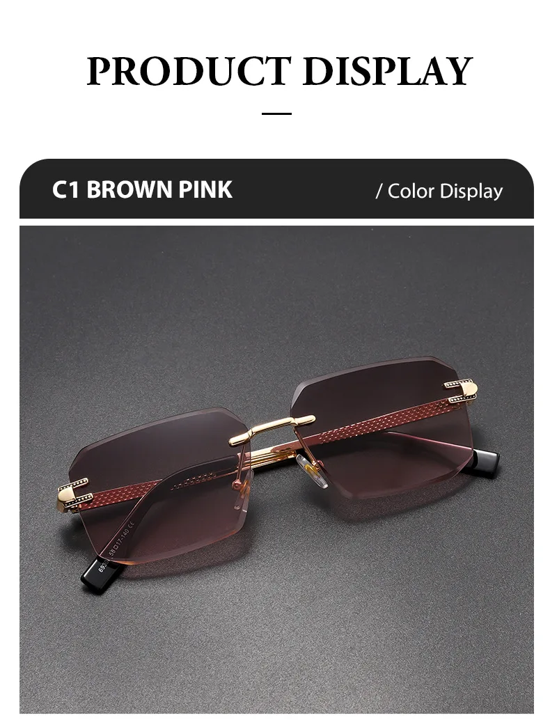 Neue Mann Sonnenbrille Frau UV400 Quadratische Brillen Mode Vielseitige Trend Shades Hohe Qualität Randlose Sonnenbrillen Unisex Outdoor Sport – Detail 7