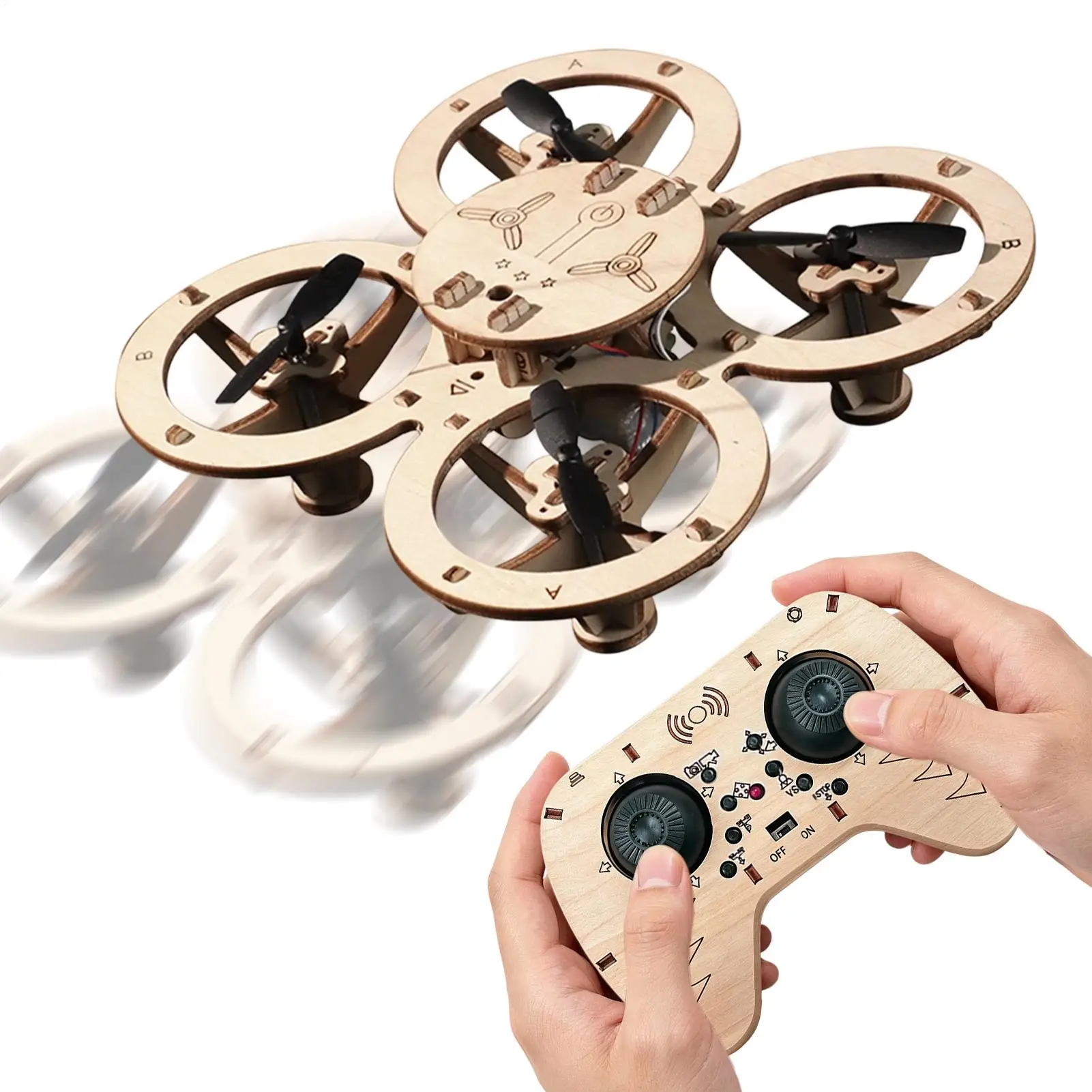 Wooden DIY Quadcopter Remote-Controlled Aircraft Kit For Children STEM Handcraft Project Physics Education Learning Game Toy