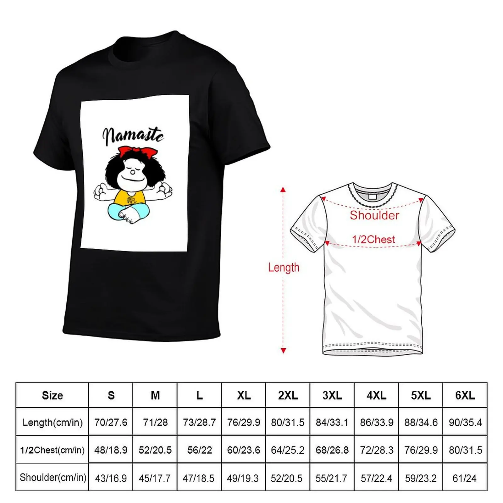 Mafalda Namaste T-Shirt Plus Size Summer Short Sleeve T-Shirt
