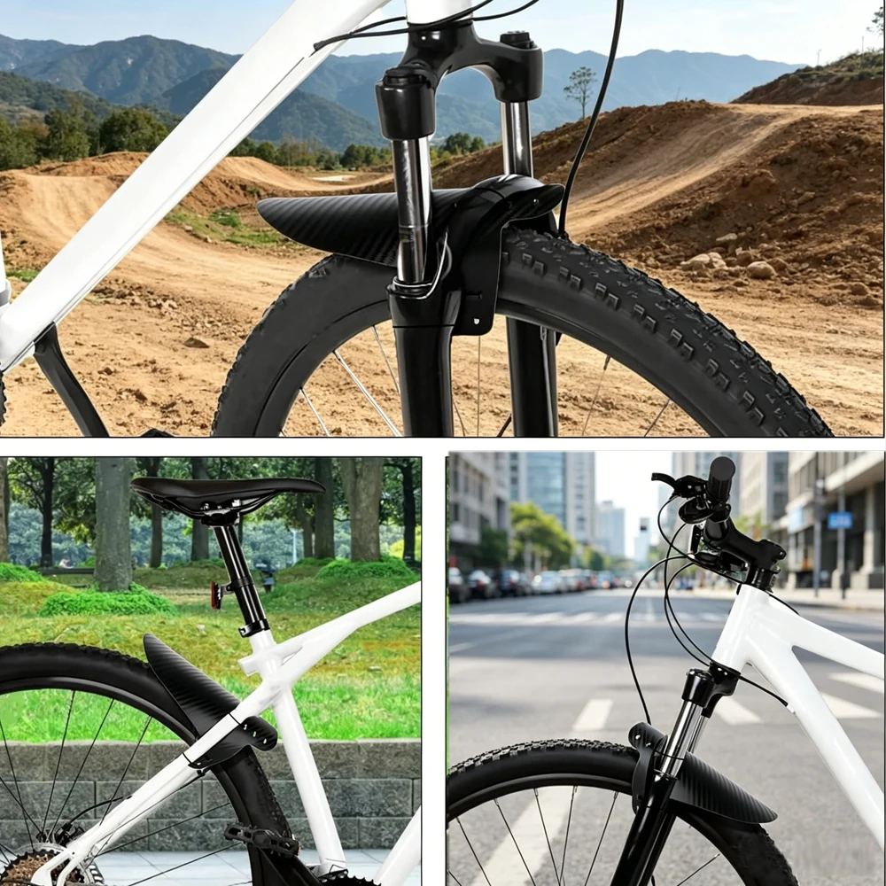 1 Stück/2 Stück Fahrrad-Schutzblech mit Carbon-Muster für Vorder- und Hinterrad, Ultraleichtes MTB-Schutzblech für Radsport – Detail 2