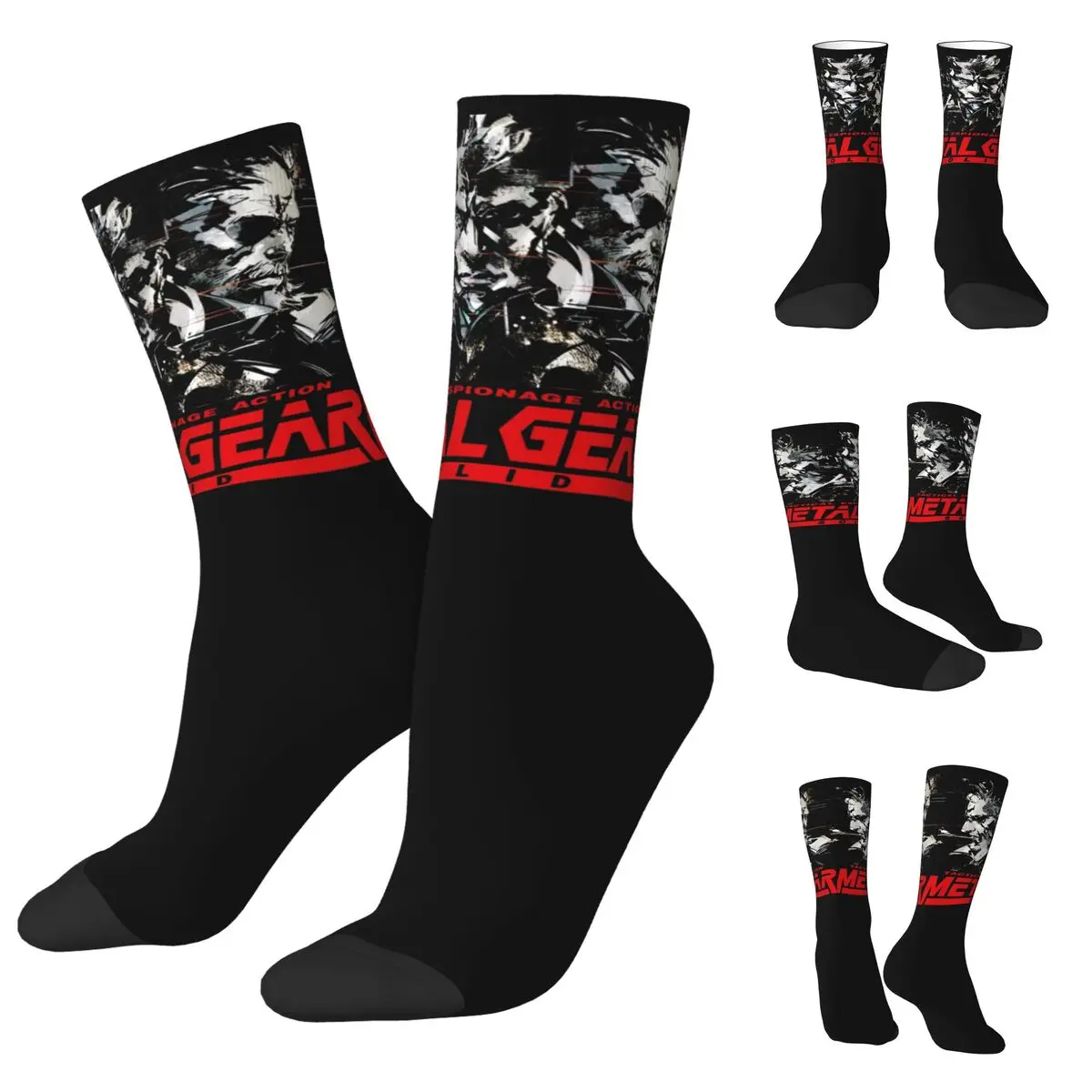 MGS1 Solid Snake Game cosy Unisex Socks,Running Happy 3D printing Socks,Street Style Crazy Sock