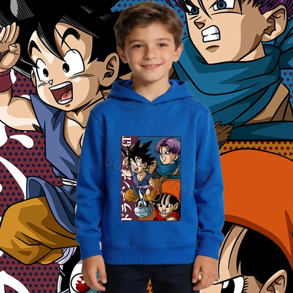 Sudadera con capucha de Dragon Ball Goku GT, estilo anime, para niños, con diseño de manga y cómic, panel azul, ropa urbana, estética, oversize, informal, deportiva.
