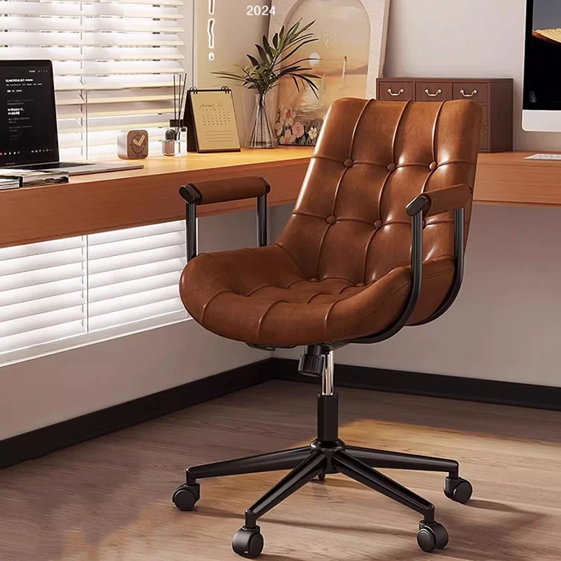 

Swivel Throne Office Chair Vanity Salon Leather Lazy Designer Luxury Office Chair Computer Comfortable Stoel Trendy Furniture