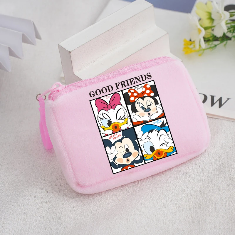 Disney Mickey Mouse Minnie Girls Mini Plush Coin Purse Children wallet Cartoon Anime Kawaii Storage Bag Kids Birthday Cute Gifts