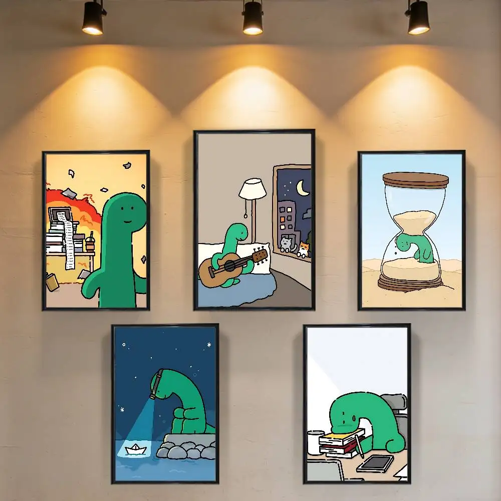 

Green dinosaur Brachio Poster Trendy Wall Art For Coffee Office Bar Decoration Best Gift Good Sticker Printed On PP Paper