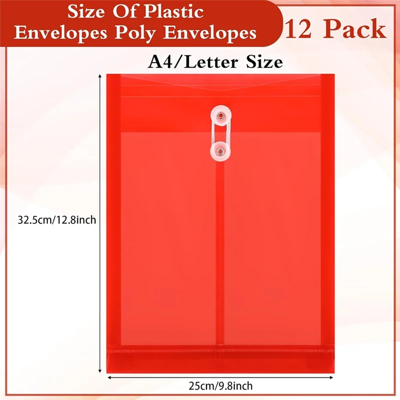 CS-For Documents A4 Plastic Envelopes Folders With Snap Closure And String Tie For School Home B