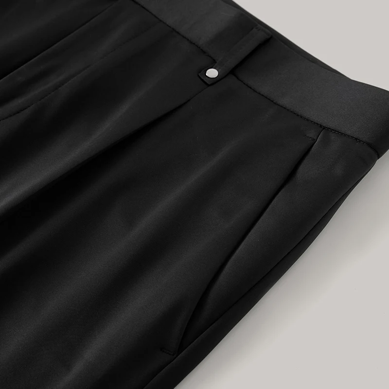 2023 New 100% Cotton Straight Pants Men Business Office Casual Long Pant Comfortable Thin Trousers Street Wear Solid Color