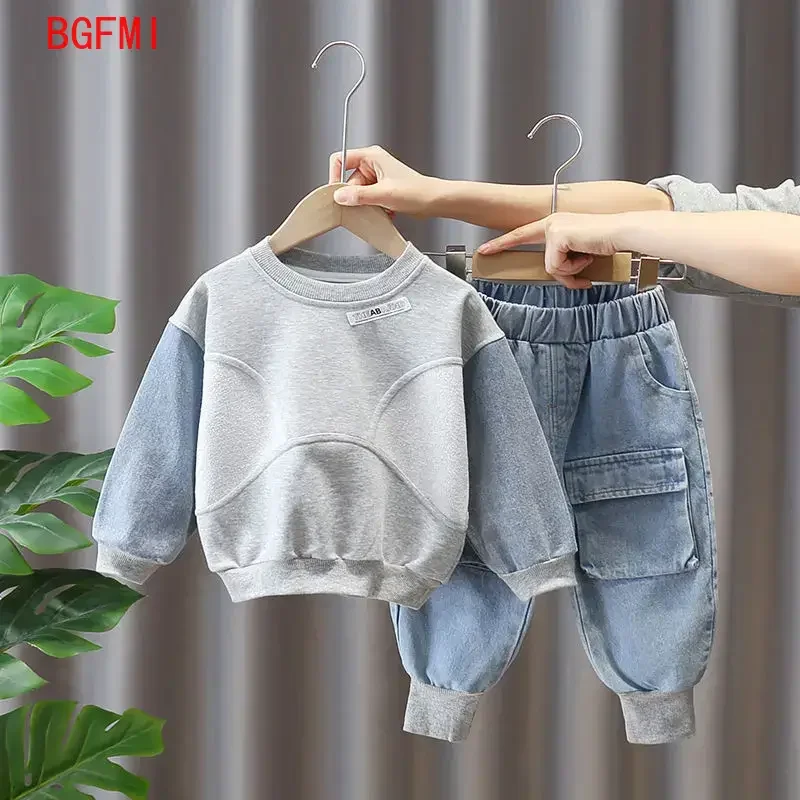 2-8 Yrs Baby Boys Fashion Clothing Sets Spring Autumn 2026 Children\'s Denim Korean Style Suit for Kids Two-piece Top+pant  Set