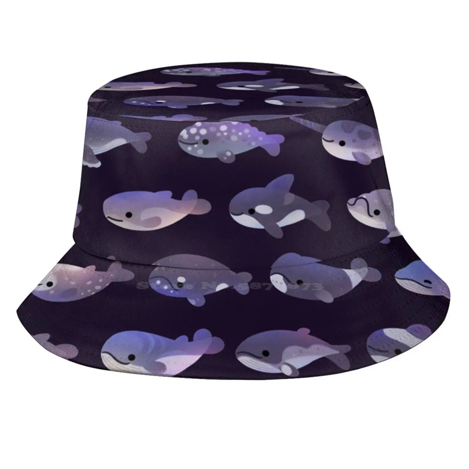 Whale Day Sun Cap Fisherman Hat Bucket Hats Orca Marine Life Humpback Whale Gray Whale Narwhal Killer Whale Northern Bottlenose