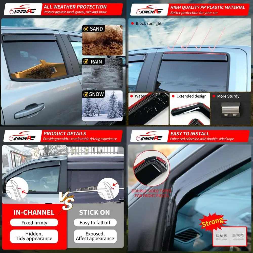 

Козырек от дождя, совместимые с Chevrolet Colorado GMC Canyon 2023-2026, 4 шт., передние и задние канальные оконные козырьки Wind Defl