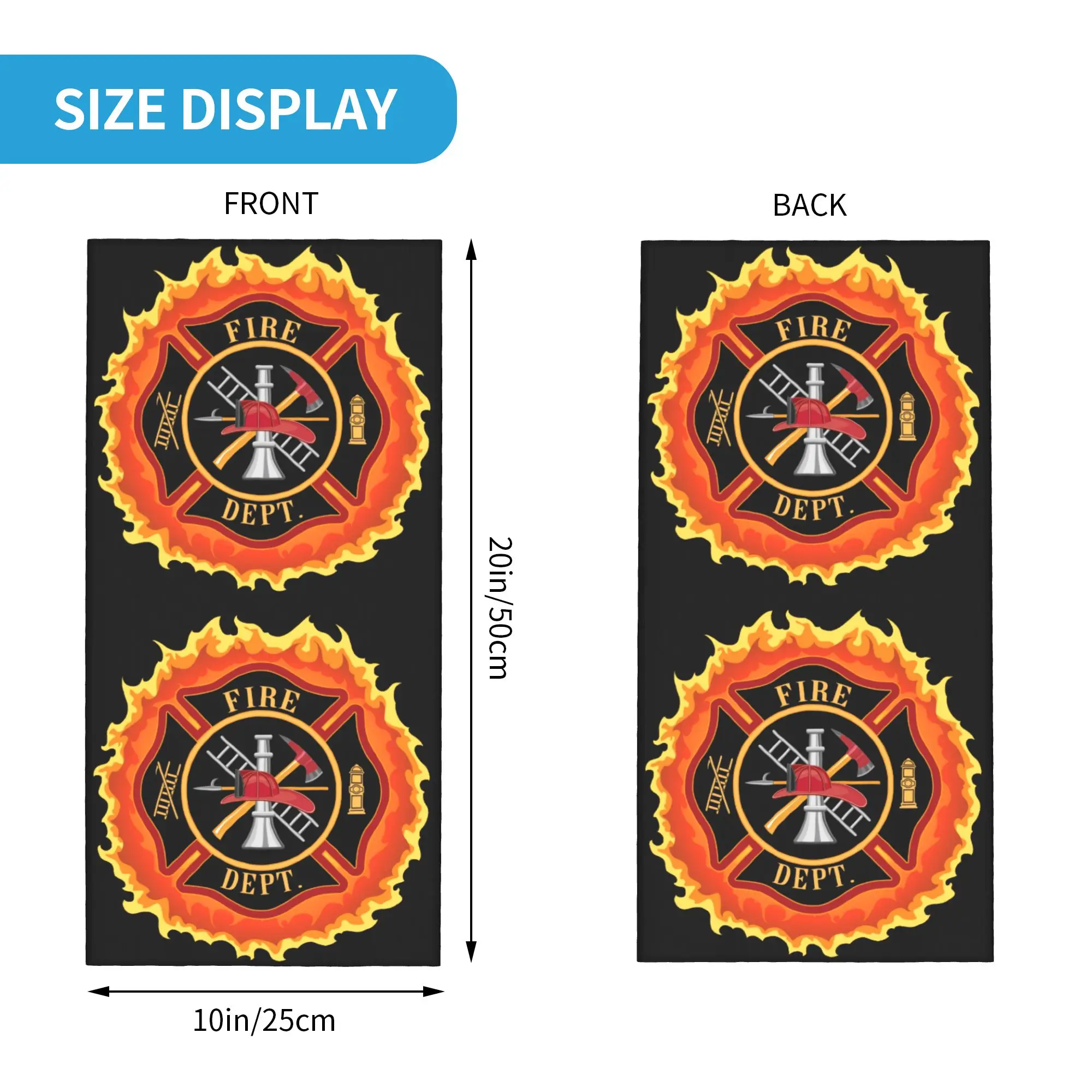 Fire Rescue Firefighter Bandana Neck Gaiter UV Protection Face Scarf Cover Women Men  Headband Tube Balaclava