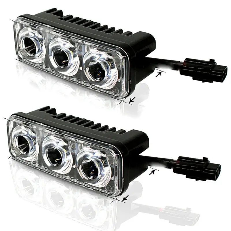 2pcs LED Car Light 12V Super White 3 LED Work Lights Daytime Running Light Kits Daytime Running Light With Brackets Bolts