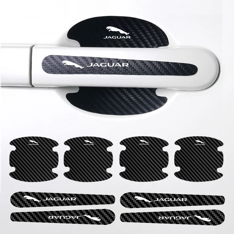 8pcs Car Door Bowl Anti Scratch Sticker Car Door Handle Decals for Jaguar XE XF XJ XJL XKR XK F-Pace X-Type S-Type F-Type I PACE