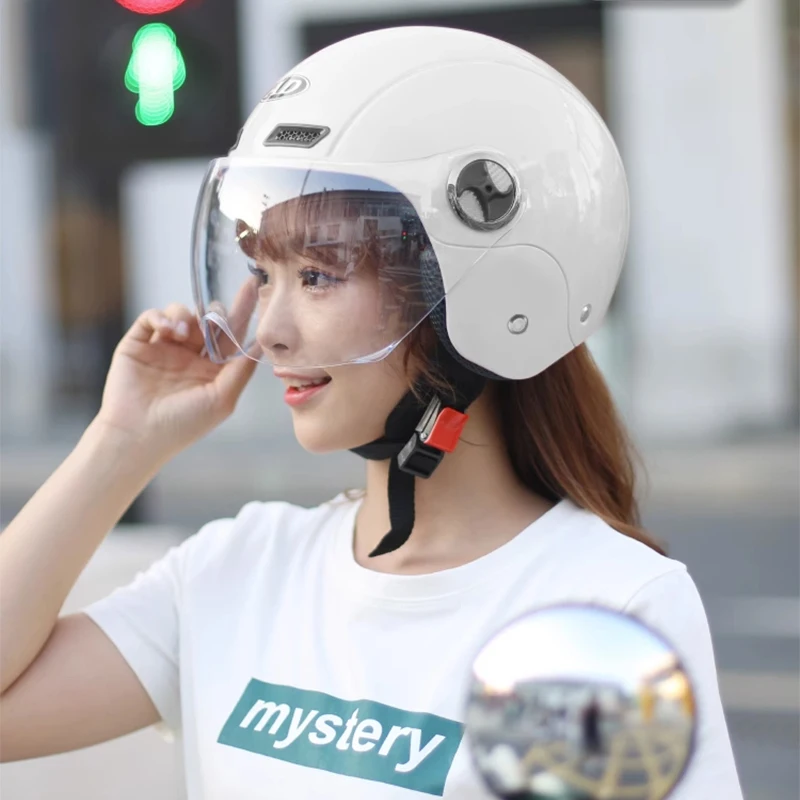 Electric Women Motoctcle Helmet Moped Helmets With Visors Pink Summer For Vespa Bicycle Men Bike Motorcycle Open Face Safety Cap