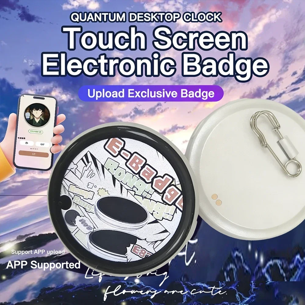 For E-Badge HD Dynamic Display Smart Pin For E-Badge Bluetooth Anime Digital Pin with App Control for Photos & Animations