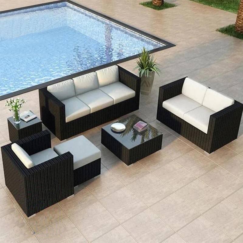 Outdoor Rattan Gartenmöbel Sets Sofa Moderne Luxus Metall Gartenmöbel Sets Aufbewahrungstisch Conjunto Trendige Möbel