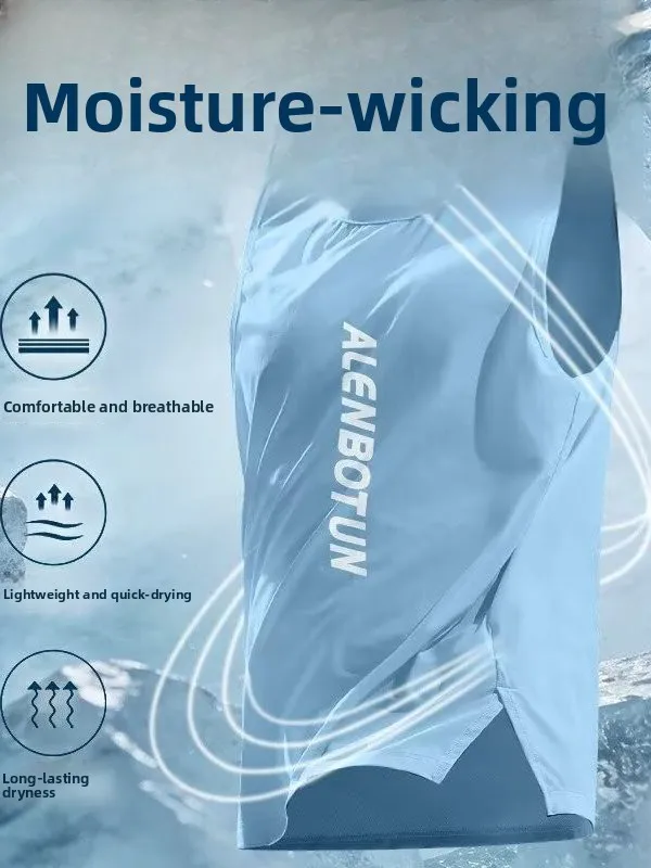 Men's Quick Dry Vest Sleeveless Lightweight Breathable Ice Silk Outdoor Running Fitness Training Shirt Ultra Light Quick Dry ...