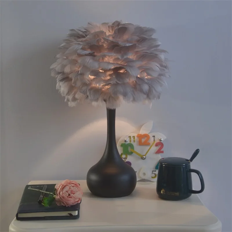 BELLE Contemporary Simple Table Lamp Creative Design LED Feather Desk Light Romantic Decor for Home Bedroom Bedside