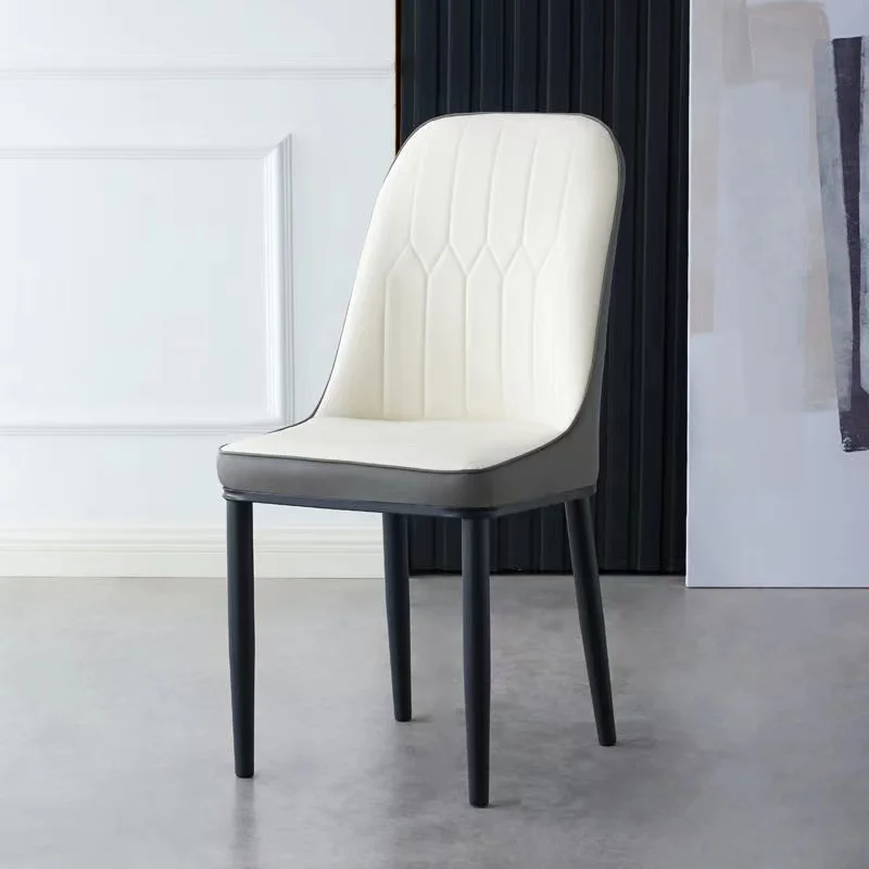 

Hotel White Nordic Dining Chair Leisure Lounge Black Metal Legs Dining Chair Modern Comfortable Cadeiras Jantar Home Furniture