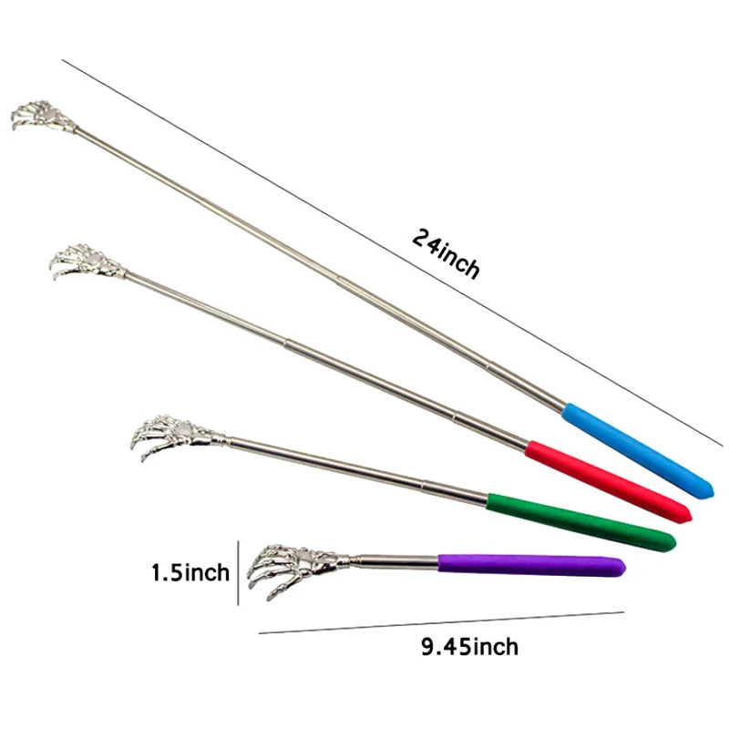 1Pc Adjustable Stainless Steel Back Scratcher with Retractable Claw for Portable and Convenient Massage and Tickle Relief Random
