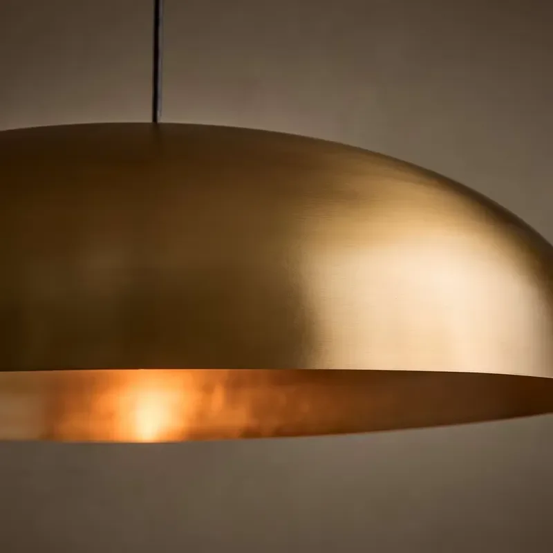 Vintage Modern Adjustable Brass Pendant Lamp Dome Shade Hanging Light for Villa Dining Area Kitchen Bar Hotel Interior view 5
