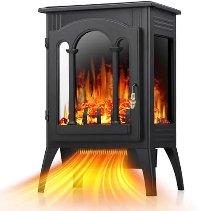 

Electric Fireplace Heater with Thermostat, 16" Infrared Faux Flame, 2 Heat Modes, Cool Touch, Overheat Protection