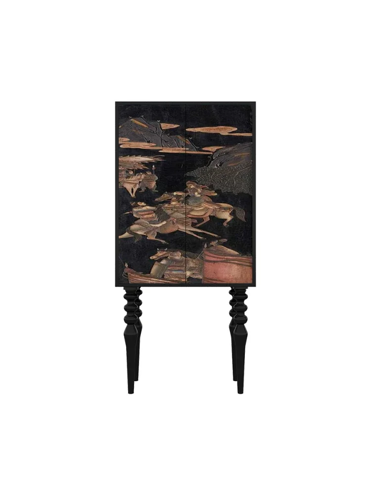 

French Retro Solid Wood Living Room Storage Storage Integrated Multifunctional High Foot Cabinet