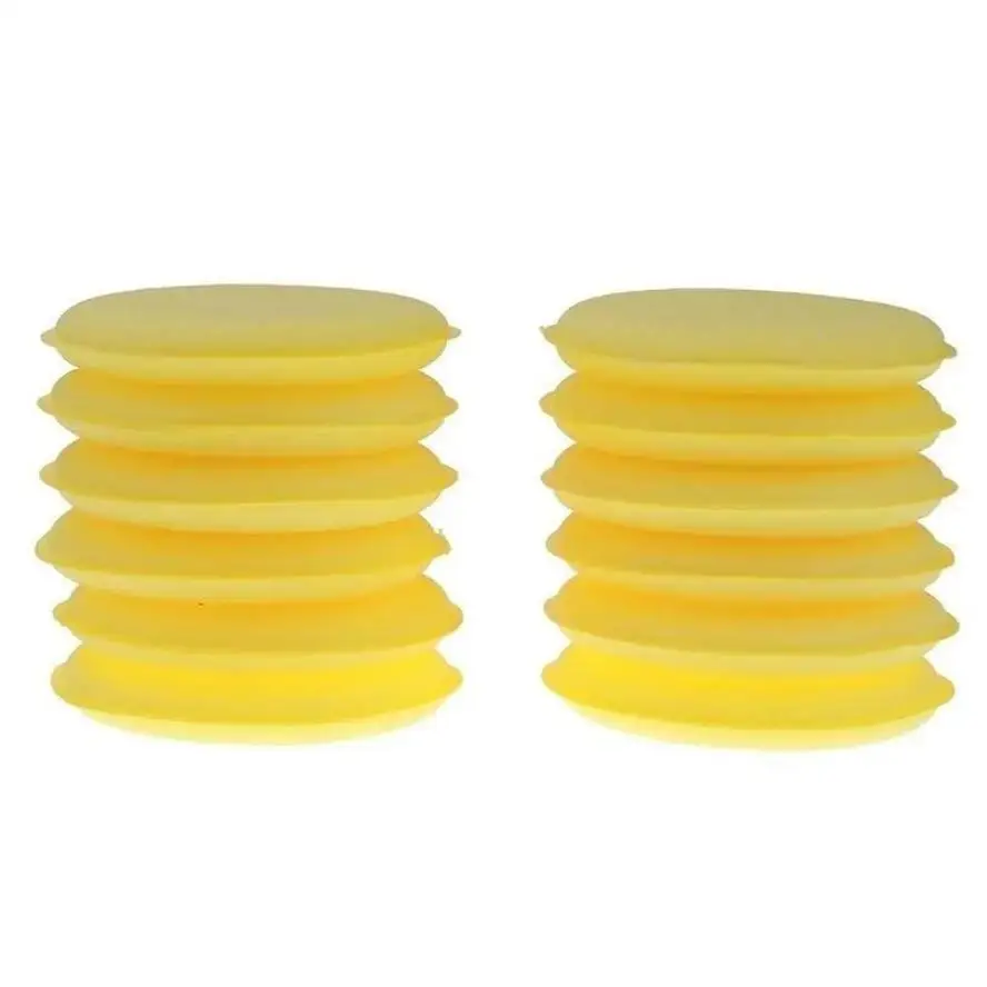 1 Set 12 Pcs Yellow Sponge Pad/Buffer For Car Detailing Care Wash Clean Car Vehicle Wax Polish Sponge Hand Soft Wax Wholesale