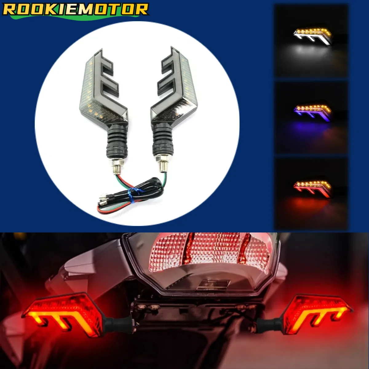 

Motorcycle Hight Light Smoke Tinted Turn Signal Lamp White/Red/Blue Signal Light