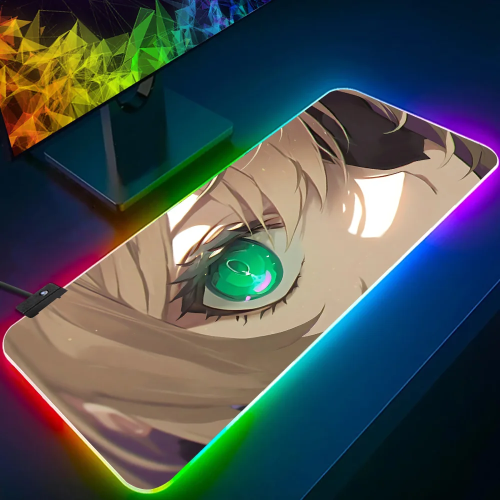 Fischl Genshin ImpactRGB Pc Gamer Keyboard Mouse Pad Mousepad LED Glowing Mouse Mats Rubber Gaming Computer Mausepad