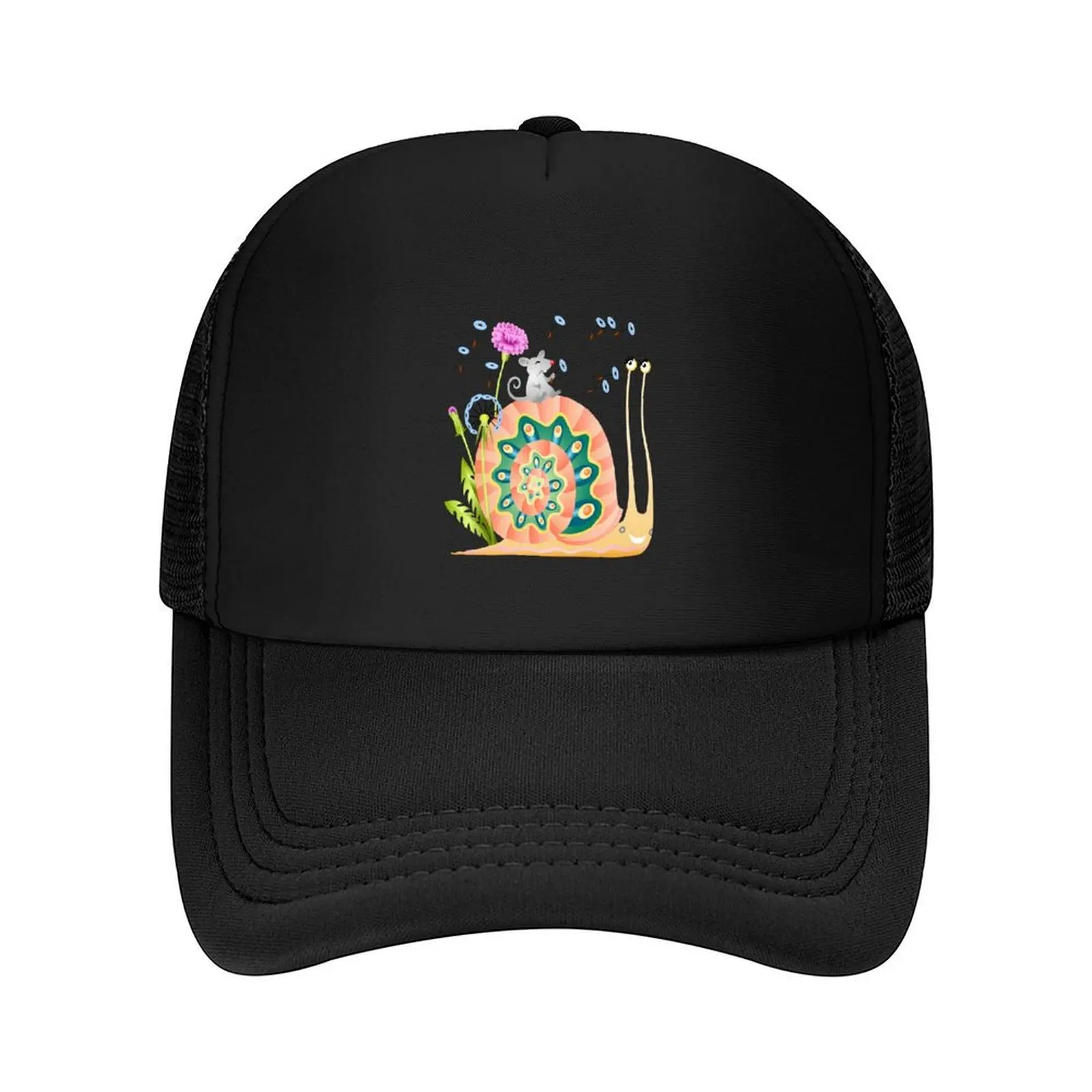 

Snail with Flowers Floral Bow Tie Cute Mother's Day Snail Animal Baseball Cap hiking hat Trucker Cap Men Golf Wear Women's