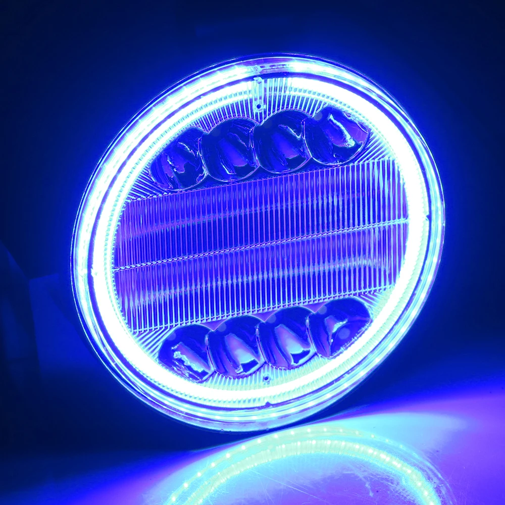 4x4オフロード用の丸いヘッドライトアセンブリ,エンジェルアイランプ,作業灯,バー,24LED, 72W,車用