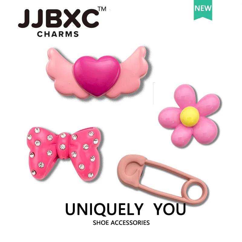 JJBXC charm for crocs  shoe  accessories   DIY Metal Pink Flower Jewelry  DIY Fashion Shoes Decorations