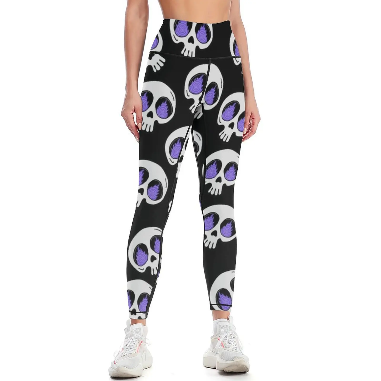 Too Possessed to Be Stressed - Cute Halloween Skull Leggings sports woman gym legging gym Womens Leggings