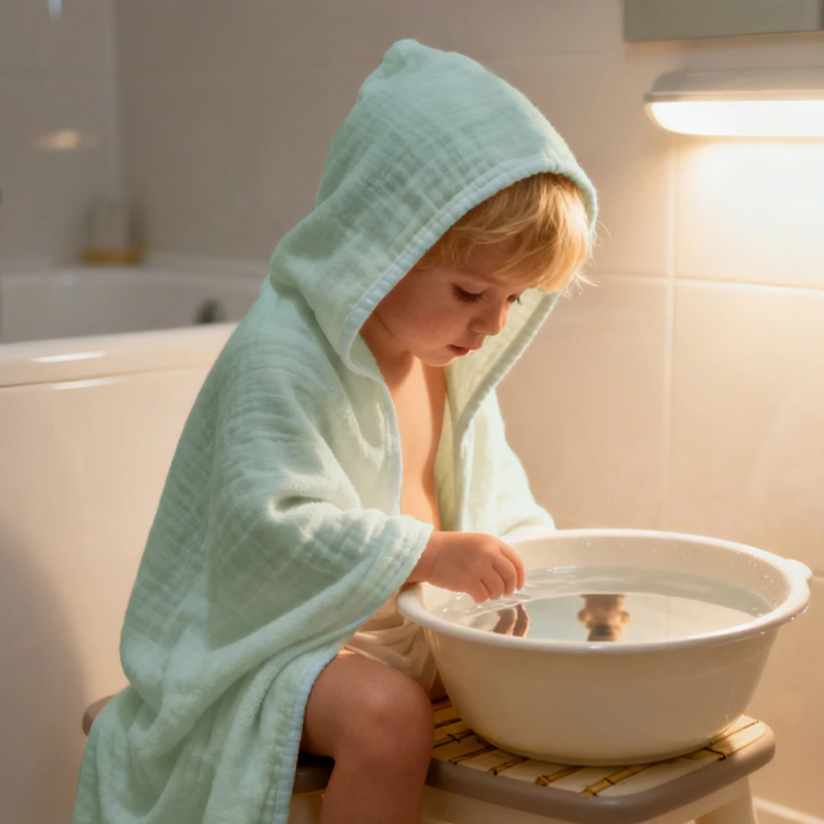 

Elinfant 1PC Solid Color Absorbent Baby Hooded Towel 100% Cotton Bath Towel For Bathroom,Pool,Beach