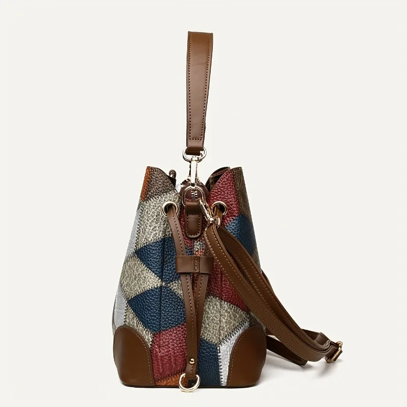 Vintage Umhängetasche für Damen, Kunstleder-Handtasche mit Obergriff und Abnehmbarem Schulterriemen, Große Kapazität Schultertasche – Detail 4