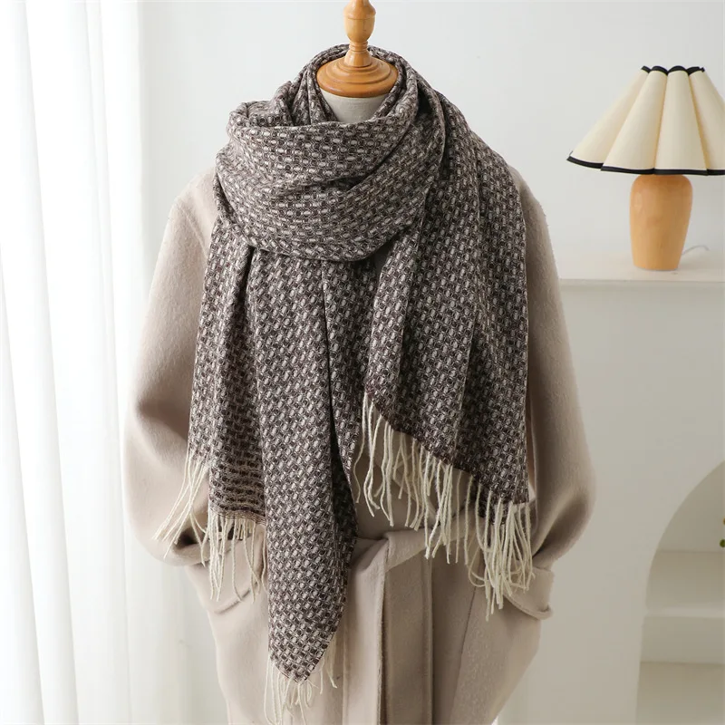 2024 Japanese Fashion Winter Warm Scarf Men Women New Tassel Shawl Thickening Long Scarves Imitation Cashmere Popular Wrap Scarf