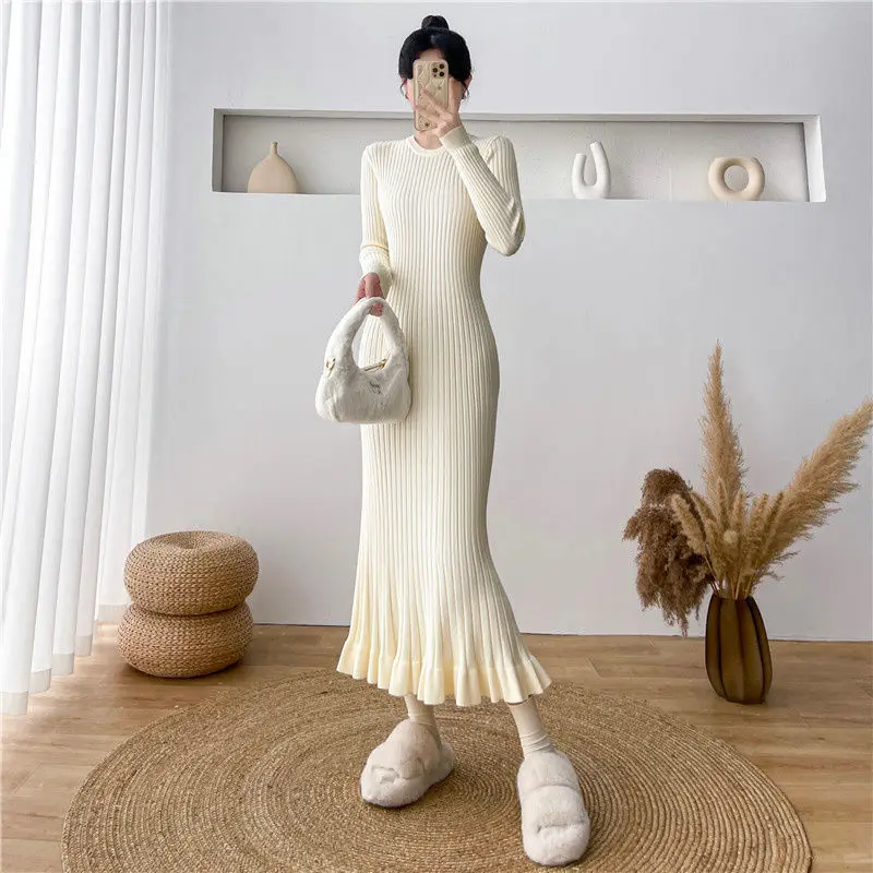 Sukienka damska z dzianiny w stylu koreańskim, obcisła, z efektem rybiego ogona, sukienki szydełkowe dla kobiet, tanie, codzienne, luźne, eleganckie i urocze.