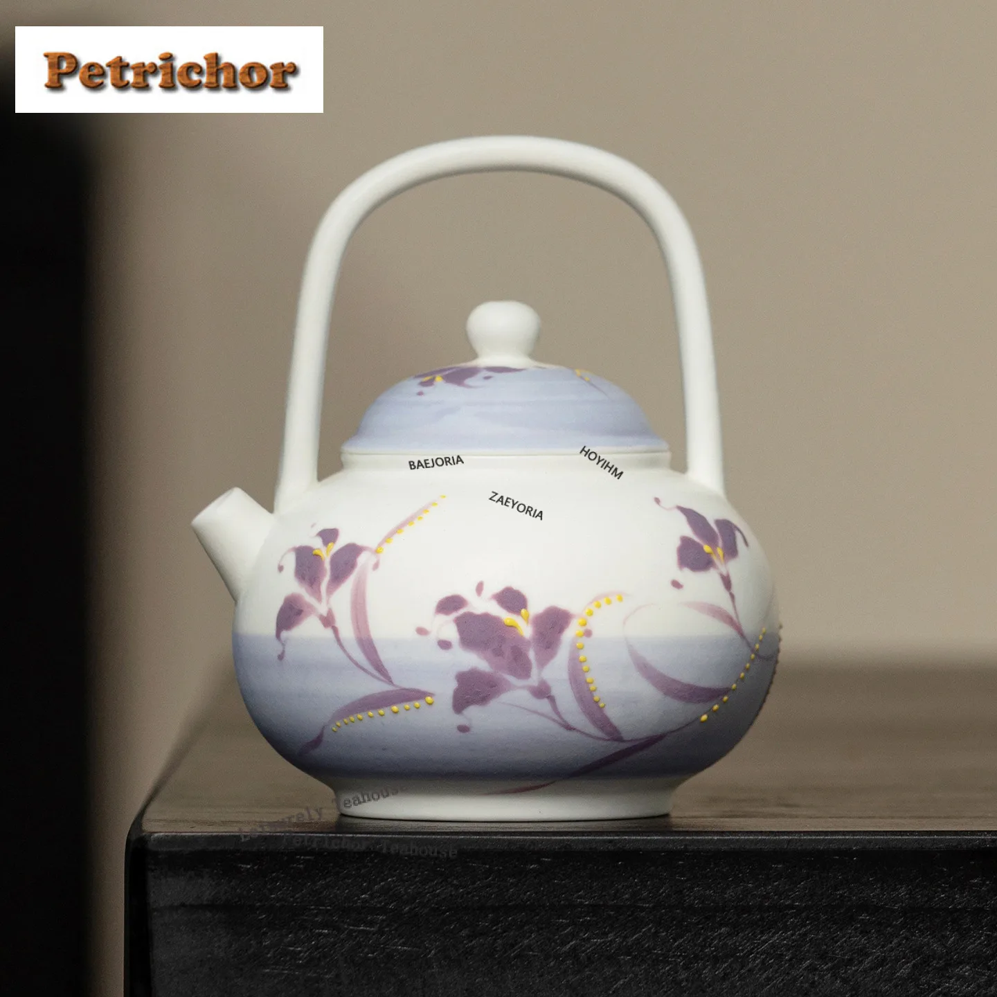 

100ml Hand-painted Purple Iris Flower Teapot Retro Tea Infuser Pot Tea Brewing Kettle With Strainer Chinese Tea Set Decoration
